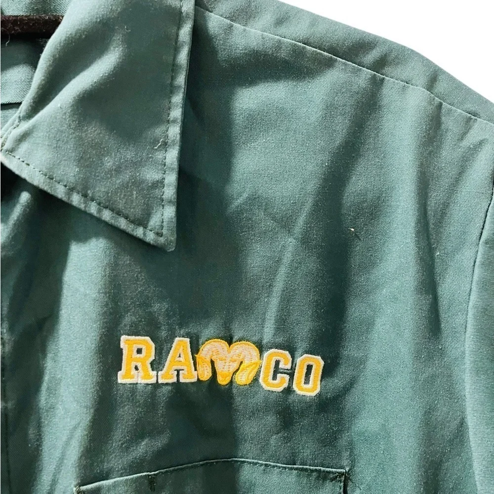 Vintage Ramco Big Ben Embroidered Short Sleeve Button Down Shirt Size XL Biker